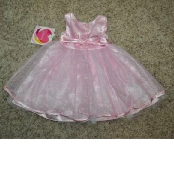 *Holiday Dress & Shrug sz 3T Pink White Sparkle Formal Capelet 2 Pc Set Girls - Picture 5 of 7